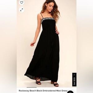 Lulus rock away beach black embroidered maxi dress